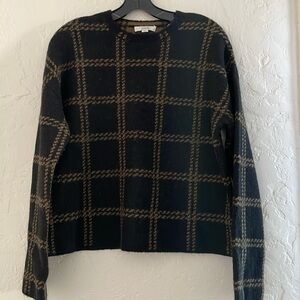 Vince  Plaid Medium wool blend black and brown sweater. NWT